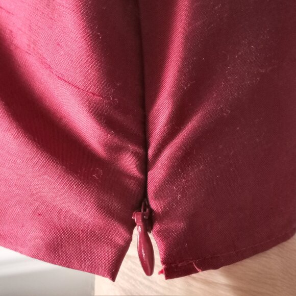 'Talbots' 100% Shantung Silk Claret Red Blouse 3/4 Sleeve Size 18W - Picture 5 of 11